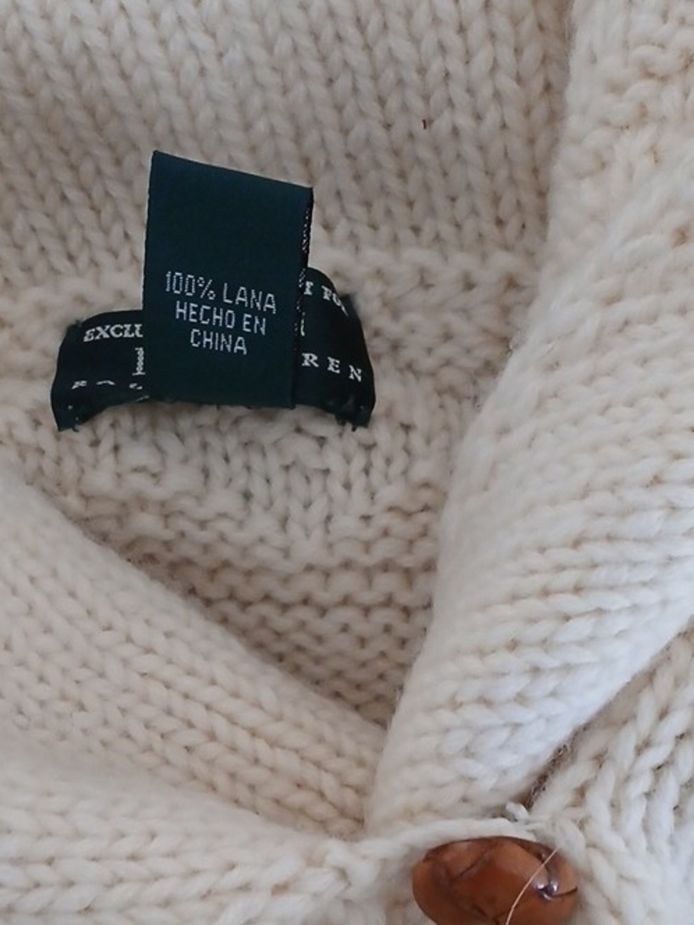 Cream Textured Cowl-Neck Sweater with Button Detail - Picture 2 of 3